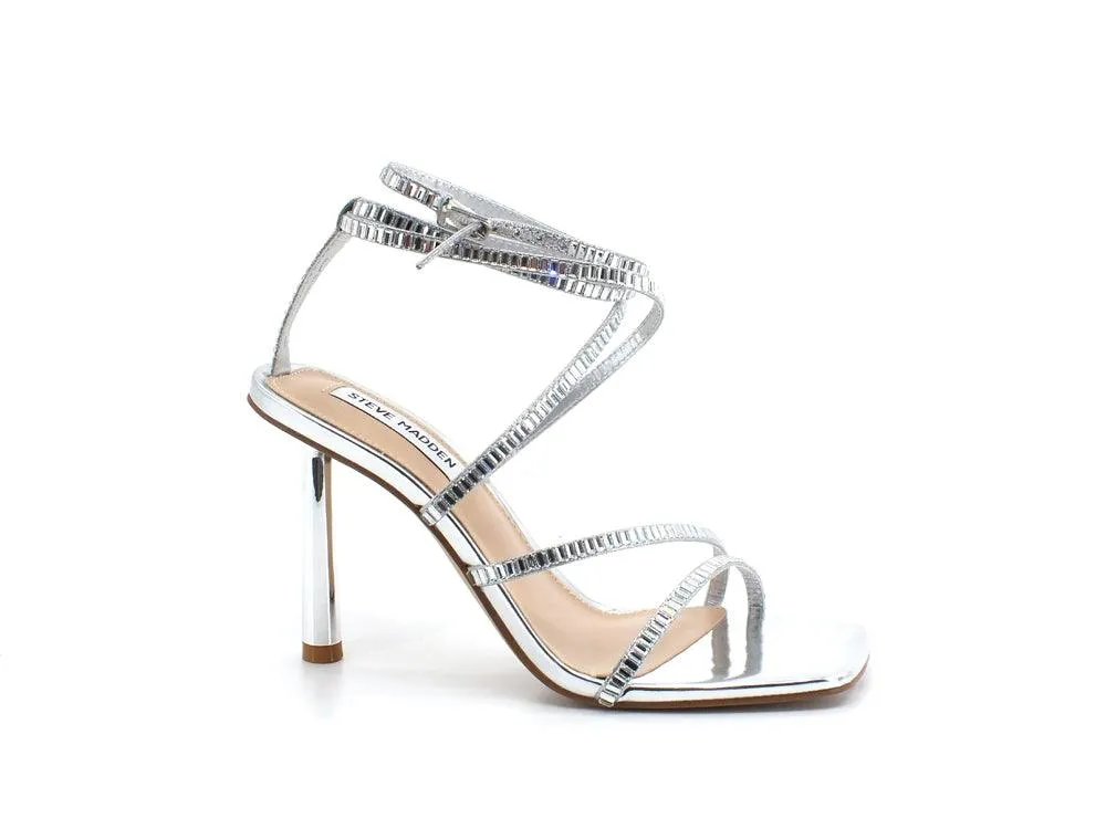 STEVE MADDEN Elegance Sandalo Tacco Gladiator Argento Silver ELEG02S1