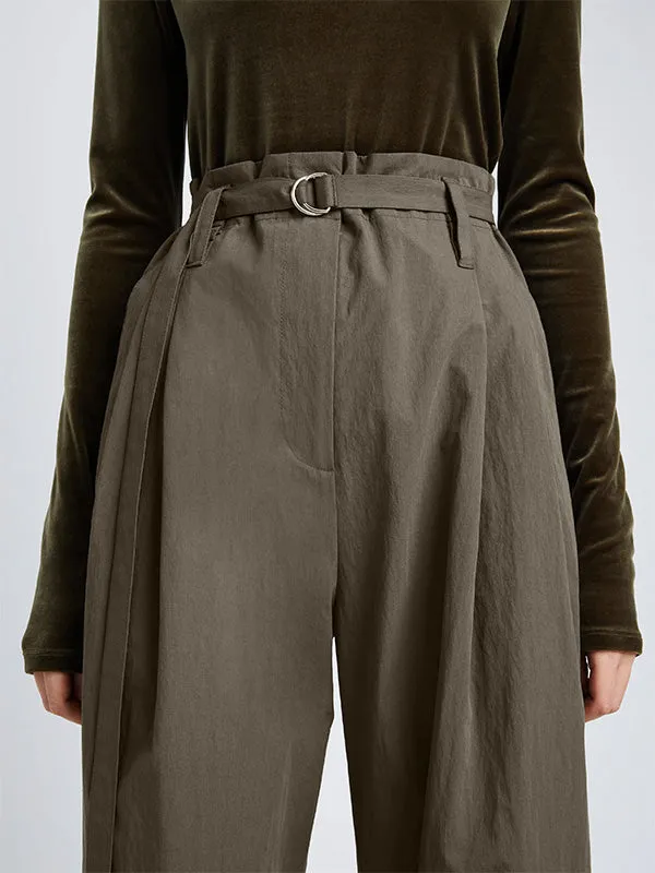 Technical Suiting Wide Leg Trouser In Wood