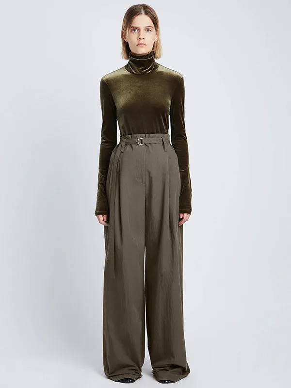 Technical Suiting Wide Leg Trouser In Wood