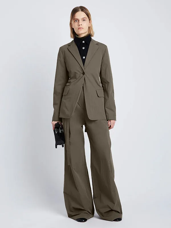 Technical Suiting Wide Leg Trouser In Wood