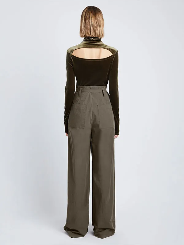 Technical Suiting Wide Leg Trouser In Wood