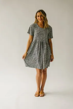 The Egan Flutter Sleeve Floral Dress in Hunter Green