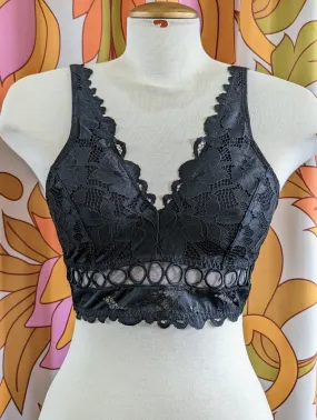 The Lace Longline Black Bralette