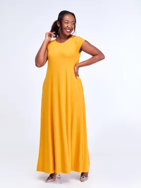 Vivo Leila Cap Sleeve Tent Maxi Dresses - Mustard