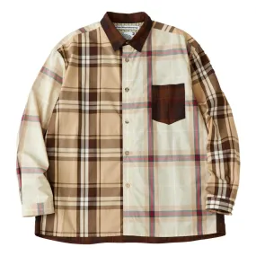 WHITE MOUNTAINEERING RANDOM CHECK SHIRT-BEIGE