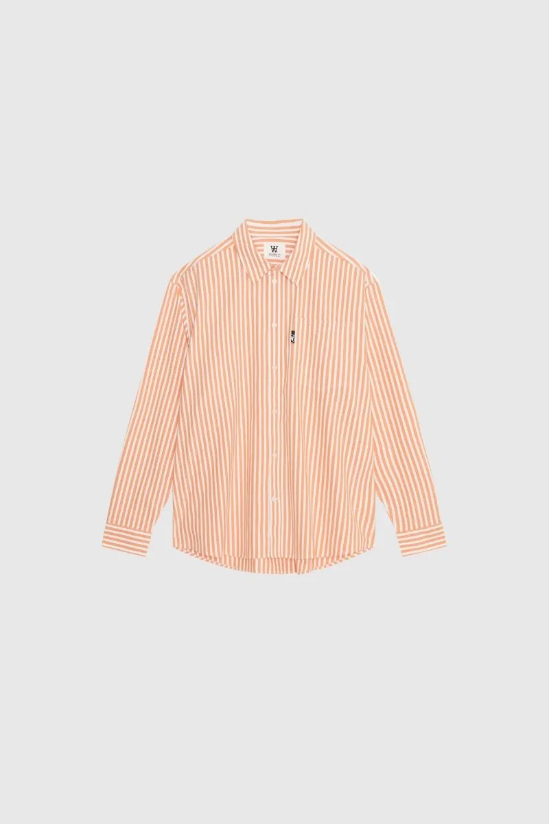 Wood Wood Day Striped Shirt Tangerine